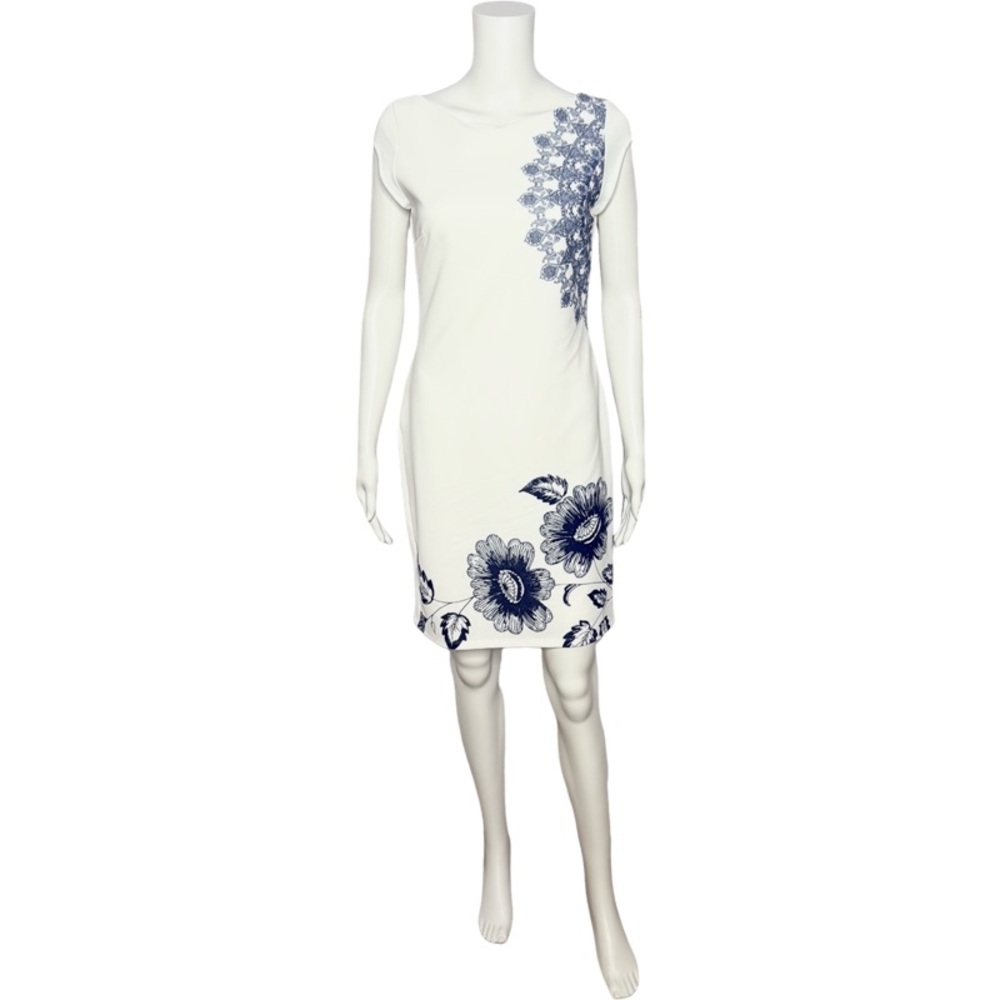 Desigual White and Blue Embellished Midi Dress - Picture 2 of 8